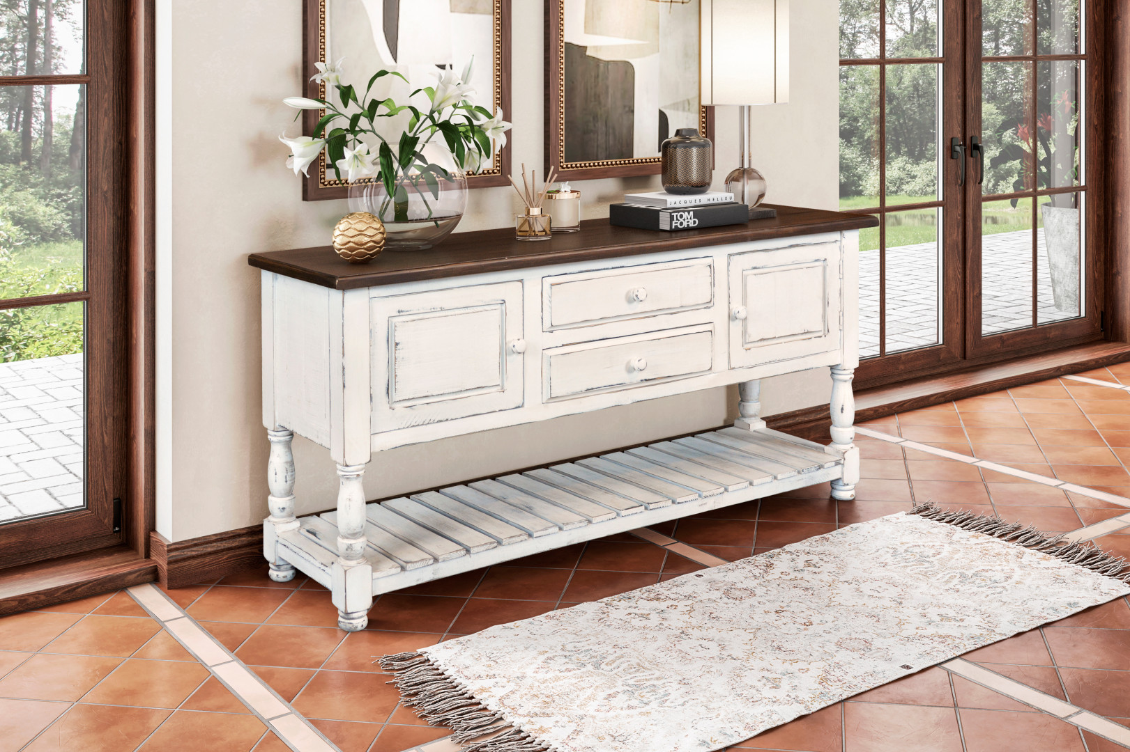 Horizon Home Furniture Lucerne 65" Console Turned Legs